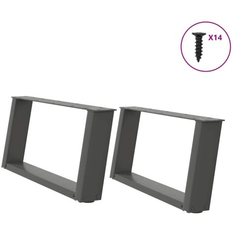 Pieds de table basse en U 2 pièces Anthracite 60 x (30-31) cm Acier vidaXL