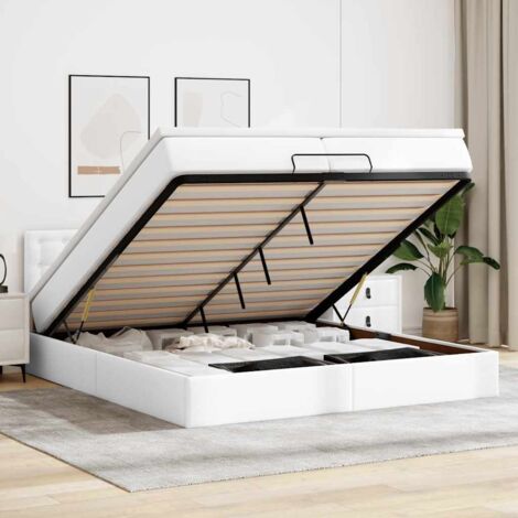 VidaXL Cadre de lit ottoman avec matelas blanc 200x200 cm similicuir