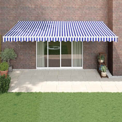 Auvent rétractable automatique bleu et blanc 5x3 m vidaXL