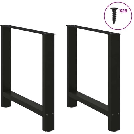 vidaXL Pieds de table à manger Noir 2 pièces 70 x (72-73) cm Acier