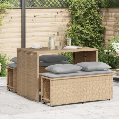 Vidaxl – Ensemble de salle à manger de jardin 3 places – Résine tressée beige – Coussins amovibles et lavables – Cadre en acier robuste