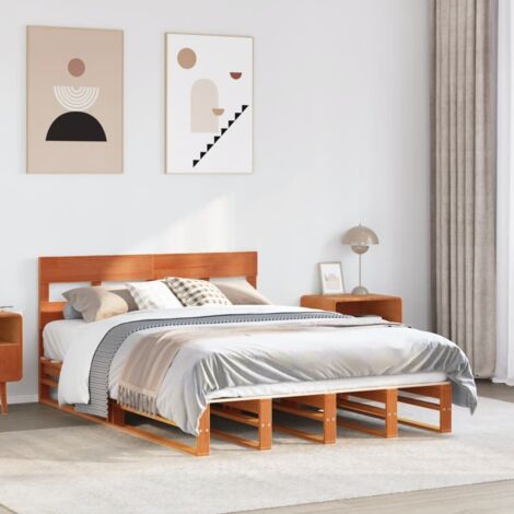 Lit Pin Massif Durable Cadre De Lit Double 160x200 Cm VidaXL - Bois Pin Massif Blanc - Avec Sommier à Lattes - Chambre Adulte Cadre Lit 160x200 Pin