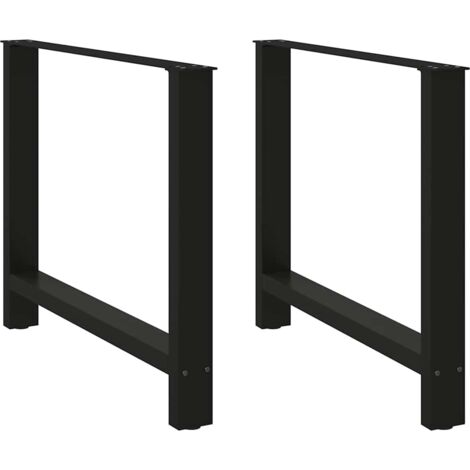 vidaXL Pieds de table à manger Noir 2 pièces 100x(72-73) cm Acier (1/5)