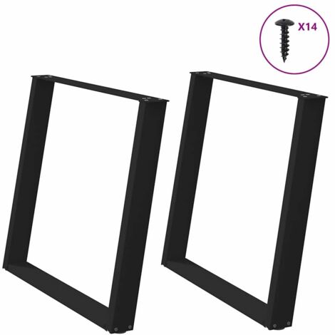 vidaXL Dining Table Legs U-Shaped 2 pcs Black 90x(72-73) cm Steel