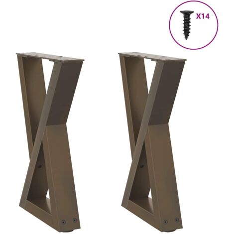 vidaXL Pieds de table basse 2pcs acier naturel 38x(42-43,3)cm