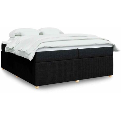 vidaXL Sommier à lattes de lit avec matelas Noir 200x200 cm Tissu (1/5)