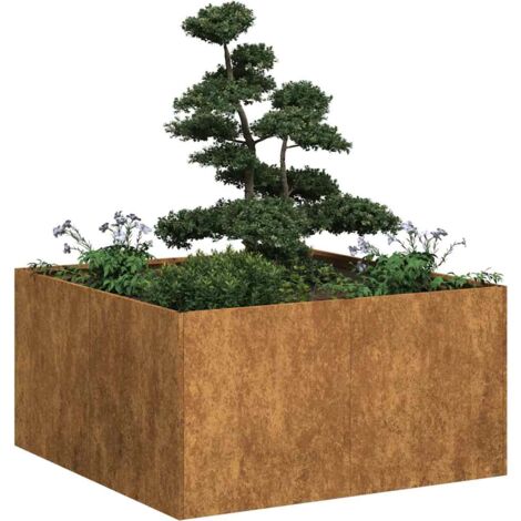 vidaXL Jardinière rouillé 80x80x40 cm acier inoxydable (1/5)
