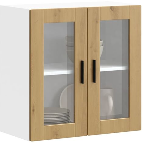 vidaXL Armoire murale de cuisine porte en verre Porto chêne artisanal