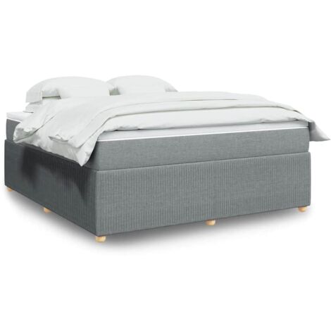 vidaXL Sommier à lattes de lit avec matelas Gris clair 180x200cm Tissu (1/5)