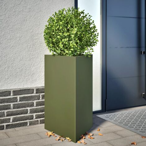 Jardinière vert olive triangulaire 50x43x75 cm acier vidaXL