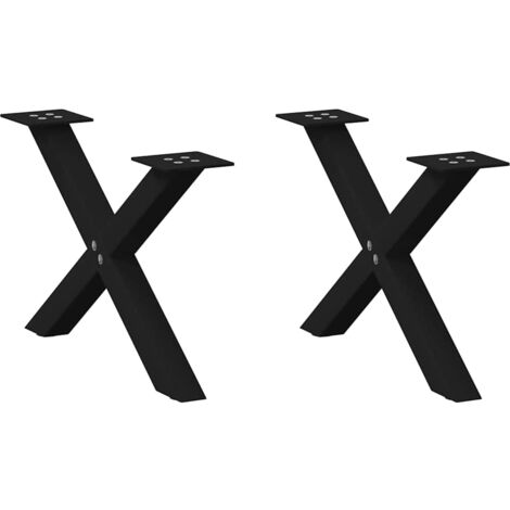 Pieds de table basse en forme de X, 2 pièces, noir, 60 x (30-31) cm, acier vidaXL