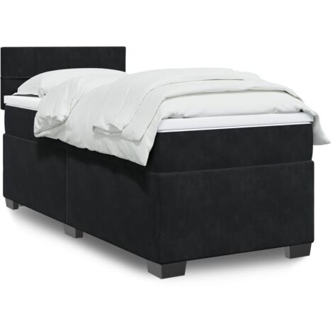 vidaXL Sommier à lattes de lit avec matelas Noir 100x200 cm Velours