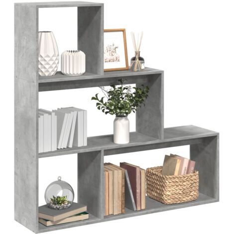 vidaXL Room Divider Bookcase 3-Tier Concrete Grey 123x29x123 cm Engineered Wood