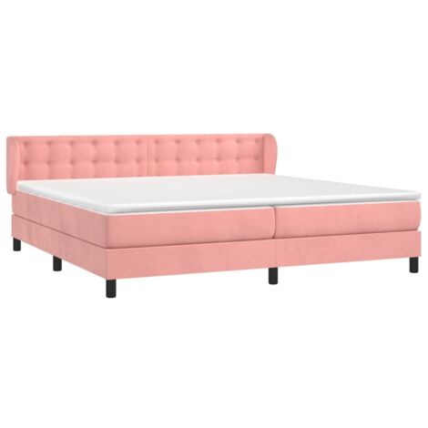 vidaXL Sommier à lattes de lit avec matelas Rose 200x200 cm Velours