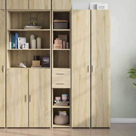 Vidaxl – Buffet haut chêne sonoma 30x42,5x185 cm – Bois d'ingénierie résistant à l'humidité – Design moderne minimaliste – Grand espace de rangement