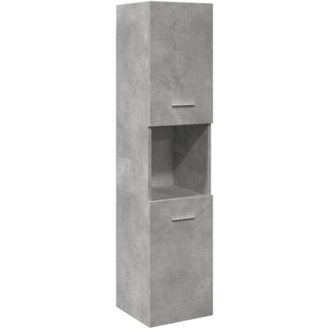 Vidaxl – Armoire de salle de bain suspendue 30x30x130 cm – Bois d'ingénierie résistant à l'humidité – Grand espace de rangement – Couleur gris béton