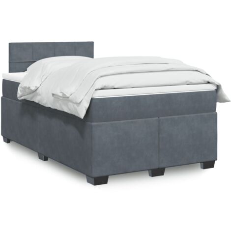 vidaXL Sommier à lattes de lit et matelas Gris foncé 120x200cm Velours
