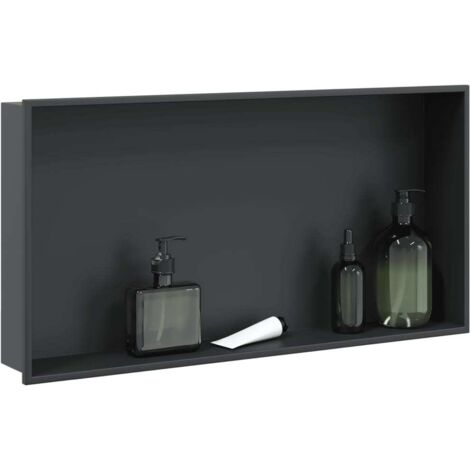 Vidaxl – Niche de douche encastrée 62x32x9 cm – Acier inoxydable noir mat – Résistante à la corrosion – Pour salle de bains et espaces humides