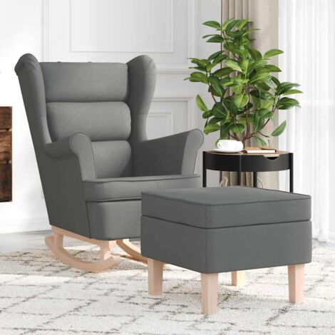 vidaXL Rocking Chair with Footstool Dark Grey Fabric
