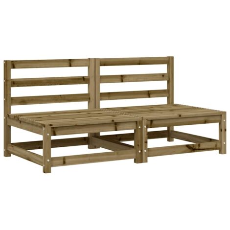 vidaXL Canapés de jardin sans accoudoirs 2 pcs blanc bois pin imprégné