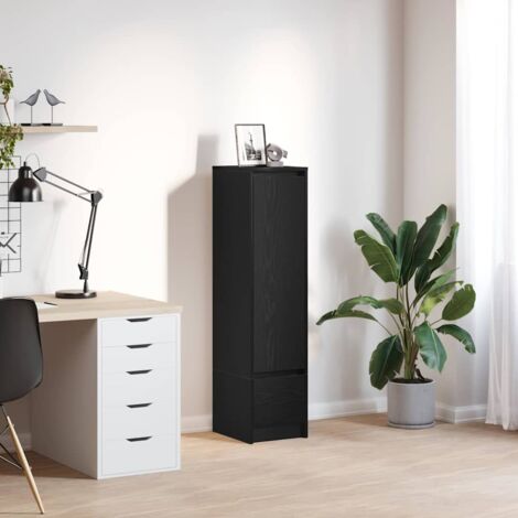 Vidaxl – Buffet haut en bois d'ingénierie chêne noir 29,5x34x119,5 cm – 1 porte – 1 tiroir – 2 étagères – Capacité 60 kg