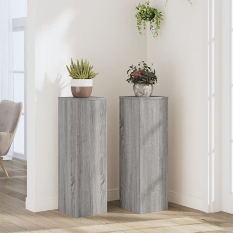 vidaXL Supports pour plantes 2 pcs sonoma gris bois d'ingénierie (1/5)