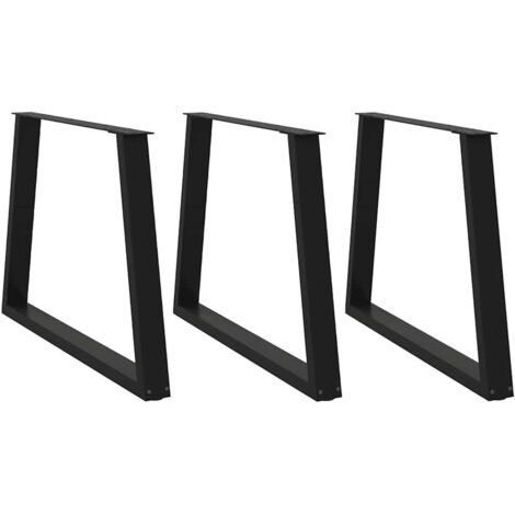 Pieds de table à manger en V 3 pièces Noir 90 x (72-73,3) cm Acier vidaXL (1/5)