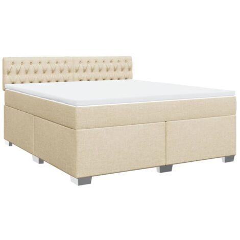 Sommier à lattes de lit avec matelas Crème 180x200 cm Tissu vidaXL