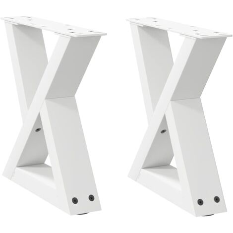 vidaXL Pieds de table basse 2 pcs blanc 30x(30-31,3) cm acier