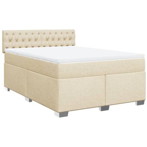 Sommier à lattes de lit avec matelas Crème 140x190 cm Tissu vidaXL