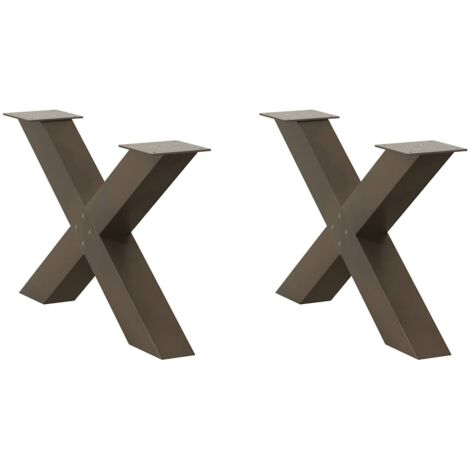 vidaXL Pieds de table basse en forme de X, 2 pièces, acier naturel, 70 x (42-43) cm (1/5)