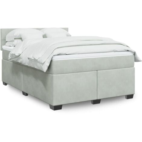 Sommier à lattes de lit et matelas Gris clair 140x200cm Velours vidaXL
