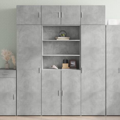 vidaXL Buffet haut gris béton 80x42,5x185 cm bois d'ingénierie (1/5)