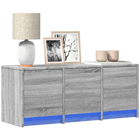 Meuble TV avec LED sonoma gris 97x34x40 cm bois d'ingénierie vidaXL