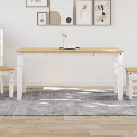 vidaXL Table à manger Corona blanc 160x80x75 cm bois massif de pin (1/6)