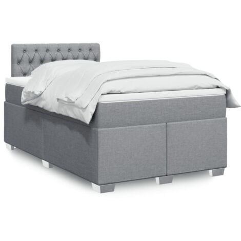 Sommier à lattes de lit avec matelas Gris clair 120x200cm Tissu vidaXL