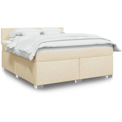vidaXL Sommier à lattes de lit avec matelas Crème 180x200 cm Tissu