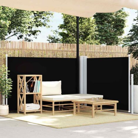 Vidaxl – Auvent latéral rétractable noir 100 x 600 cm – Polyester résistant aux UV et à l'eau – Enroulement automatique – Cadre en acier