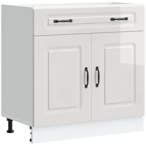 vidaXL Armoire de cuisine Kalmar blanc brillant bois ingénierie