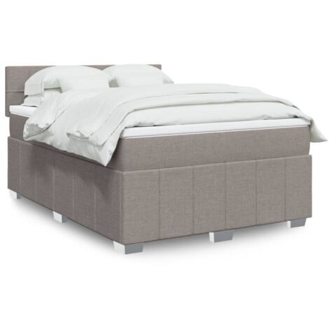 vidaXL Sommier à lattes de lit avec matelas Taupe 160x200 cm Tissu (1/5)