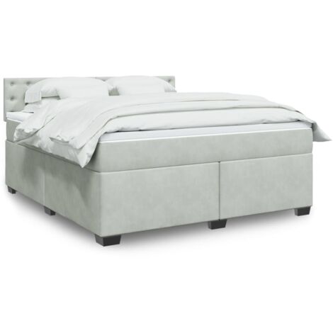 vidaXL Sommier à lattes de lit et matelas Gris clair 180x200cm Velours
