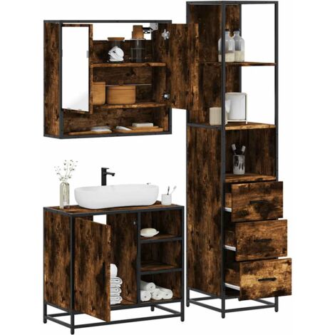 vidaXL Ensemble de meubles de salle de bain 3 pcs Chêne fumé (1/5)