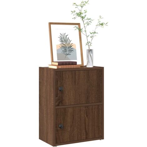Vidaxl – Bibliothèque chêne marron 40x24x52 cm – Bois d'ingénierie – 2 étagères – Porte ajustable – Rangement élégant pour livres et documents