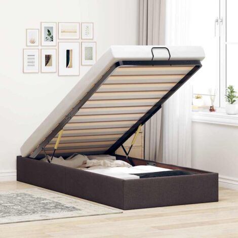Cadre de lit ottoman sans matelas marron foncé 90x190 cm tissu vidaXL