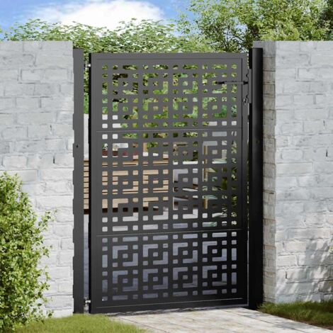 Vidaxl – Portail aluminium noir 100x125 cm – Acier galvanisé – Design découpé au laser – Système de verrouillage avec 3 clés