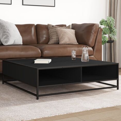 Vidaxl – Table basse fixe noire 100x100x30 cm – Bois d'ingénierie et métal – Cadre stable et résistant à la corrosion – Grand espace de rangement (1/5)