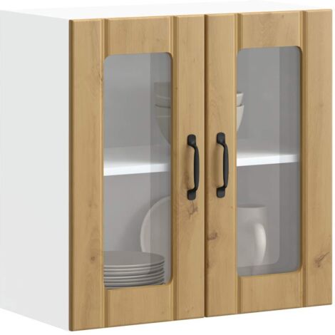 vidaXL Armoire murale de cuisine avec porte vitrée "Lucca" Chêne artisanal Bois d'ingénierie (1/5)