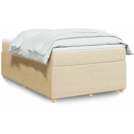 vidaXL Sommier à lattes de lit avec matelas crème 120x190 cm tissu (1/5)