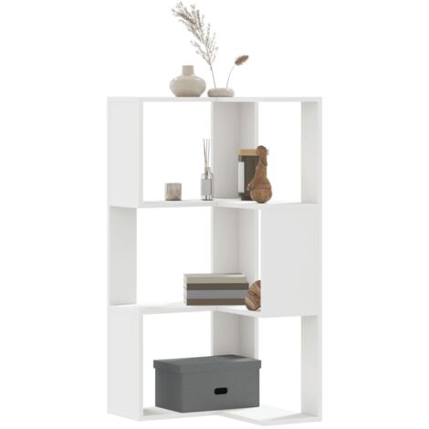 Vidaxl – Bibliothèque d'angle 3 niveaux en bois d'ingénierie blanc – Dimensions 50 x 50 x 102 cm – Résistante à l'humidité et à la déformation