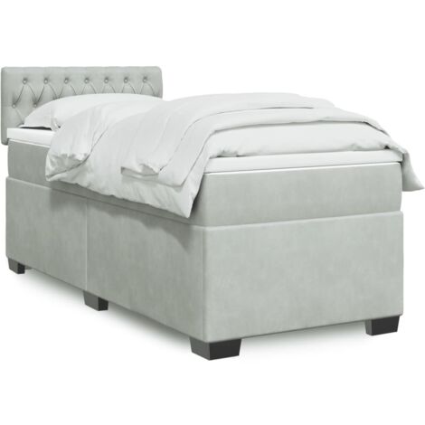 vidaXL Sommier à lattes de lit et matelas Gris clair 100x200cm Velours